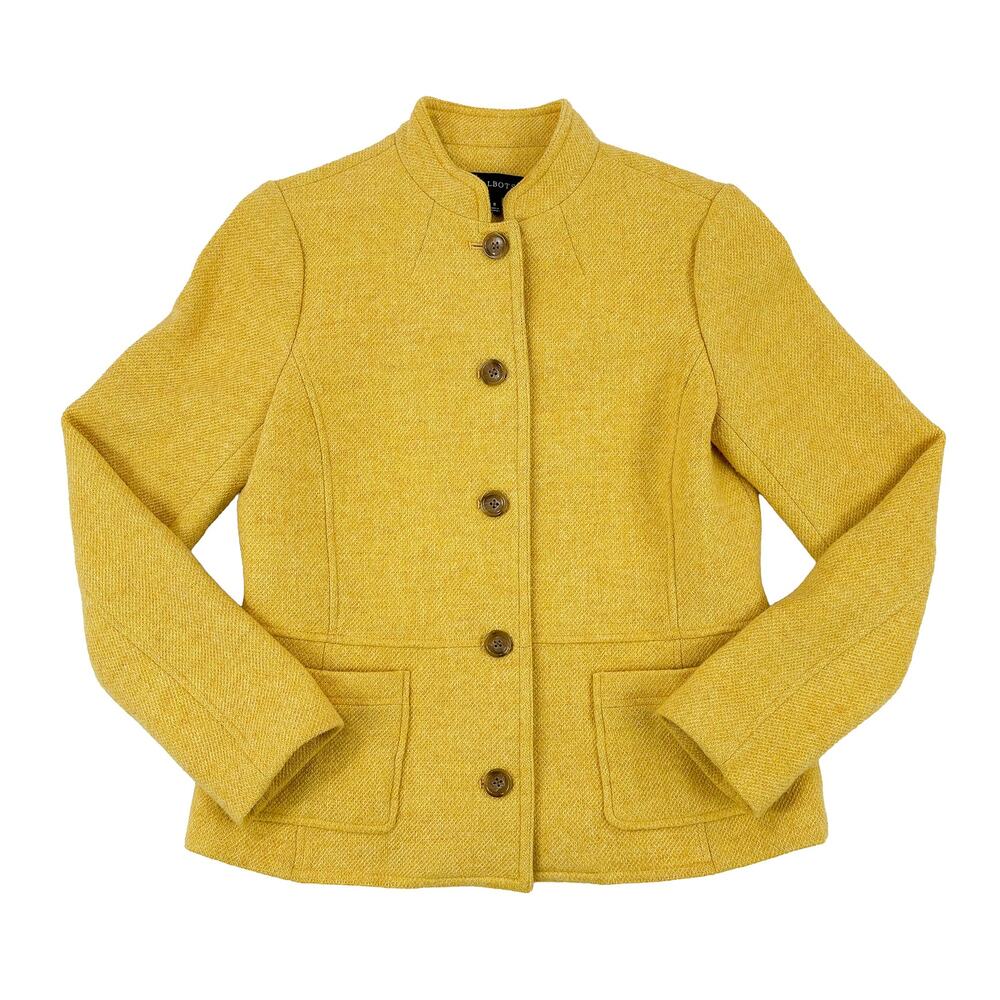 Talbots Wool Blend Blazer Jacket Womens 8 Yellow Colorful Statement Spring EUC